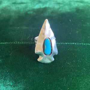 Skydog Jewelry sterling silver turquoise arrowhead ring size 6.5